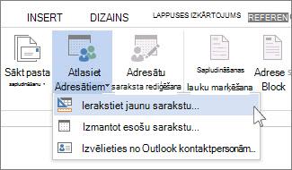 Komanda Ierakstīt jaunu sarakstu