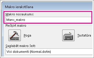 Makro nosaukuma lodziņš