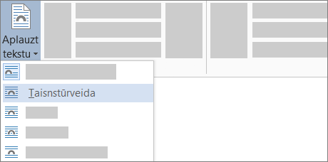 Teksta aplaušanas opcijas lentē