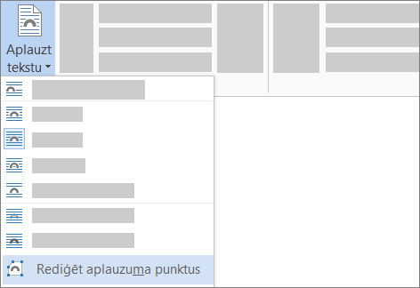 Teksta aplaušanas punktu rediģēšanas opcija lentē
