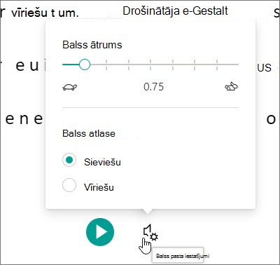 Tīrskata lasītājs balss iestatījumi