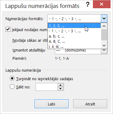 Skaitļu formāta izvēle