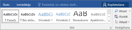 Stilu galerija atrodas cilnē Sākums