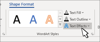 WordArt stili Iezīmēta poga Teksta efekti
