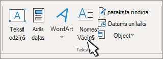 Opcija Nolaistais sākumburts atrodas cilnē Ievietošana.