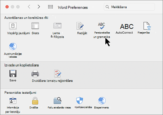 Mac Preferences dialog with Spelling selected