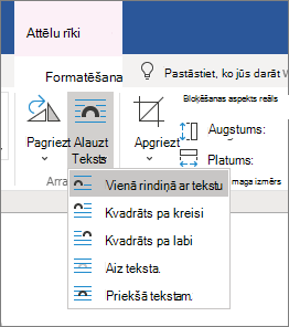Teksta aplaušanas opcijas