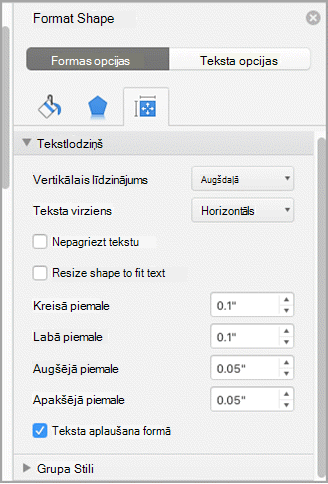 Ekrānuzņēmums ar formatēšanas rūti