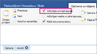 The Different First Page setting is highlighted on the Header&Footer tab.