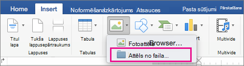On the Insert tab, Picture from File is highlighted.