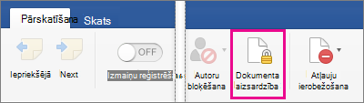 On the Review tab, Protect Document is highlighted