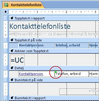 Rapport som inneholder en tekstboks med en feilstavet identifikator