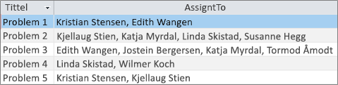 Spørring for felt med flere verdier med ikke-flatterende resultater