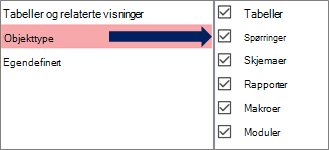 Dialogboksen Alternativer for navigering