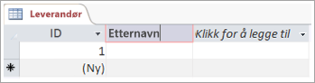 Skjermkodesnutt av felt for å legge til et beskrivende navn for en kolonne