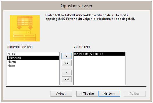 Skjermsnutt for oppslagsveiviser
