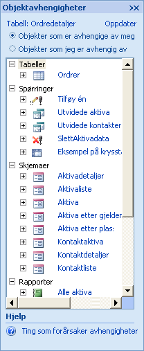 Objektavhengigheter-ruten