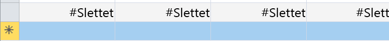 Rad som viser felt som sier Slettet