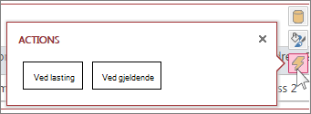 Dialogboksen Handlinger i webdataarkvisning