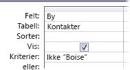 Hvis du vil utelate et ord eller uttrykk, bruker du Ikke-vilkåret etterfulgt av ordet eller uttrykket du vil utelate.