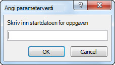 Parameterledetekst med teksten Skriv inn startdatoen: