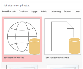 Knappen Egendefinert webapp på oppstartsskjermen
