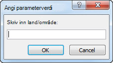En parameterledetekst med teksten Skriv inn land/område.
