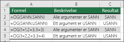 Eksempler på OG-funksjon
