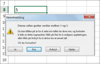 Advarsel angir ugyldige data
