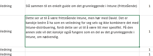 Teksten har jevn avstand.