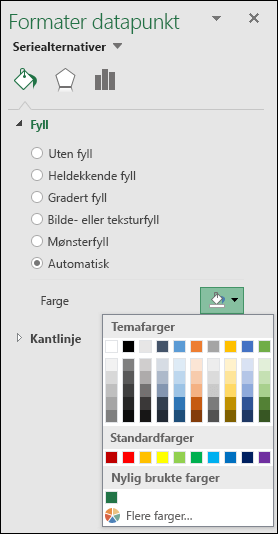 Fargealternativer for Excel kartdiagram for kategoridiagrammer