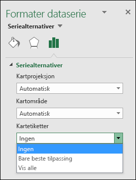Etikettalternativer for Excel kartdiagram