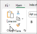 Lim inn-knappen, pil ned