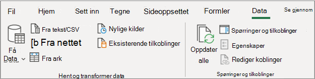 Excel 2016 Power Query båndet