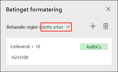 Administrer regler i oppgaveruten