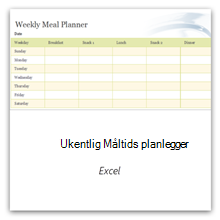 Velg denne for å få malen for Ukentlig måltidsplanlegger.