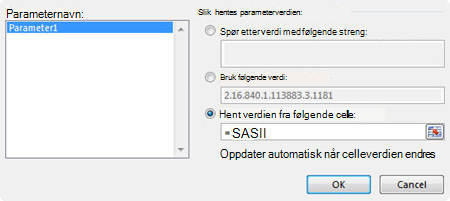 Dialogboksen MS Query-parameter