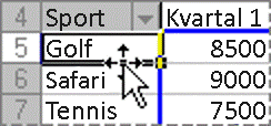 Eksempel på flytting av et element i en pivottabellrapport