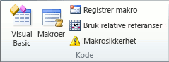 Kode-gruppen på Utvikler-fanen