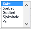 Eksempel på en liste