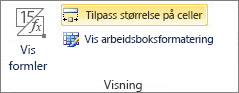 Endre størrelse på celler