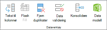 Dataverktøy-gruppen i kategorien Data