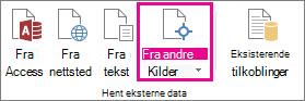 Knappen Fra andre kilder på fanen Data