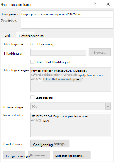 Tilkoblingsegenskaper