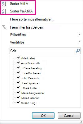 Sorteringsknapper