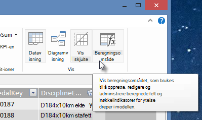 Beregningsområdet i PowerPivot