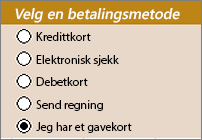 Eksempel på alternativknapper
