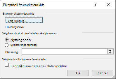 Pivottabell fra ekstern kilde