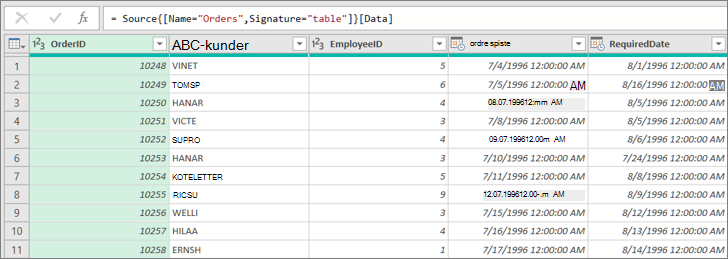 Redigeringsprogrammet for spørring i Power Query