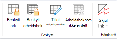 Beskytt ark under gjennomgang